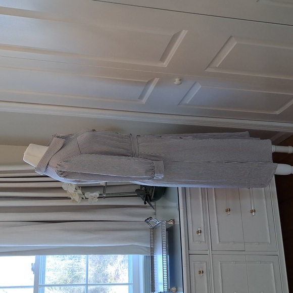 NWT‎ MONTEAU LOS ANGELES Womens Grey/ White Striped Button Down Midi Dress S-M - Picture 5 of 8